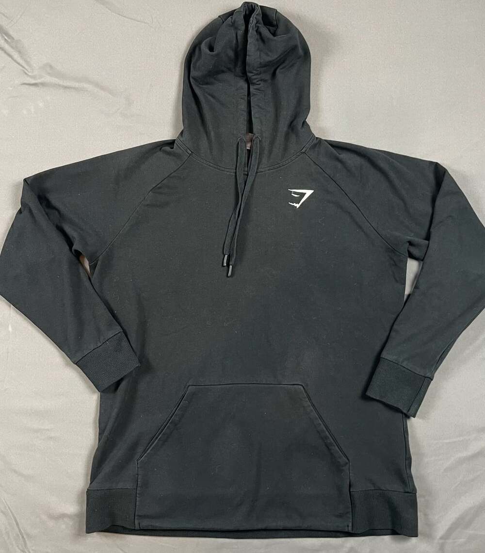 Gymshark Crest Hoodie Black Pullover Drawstring Hood